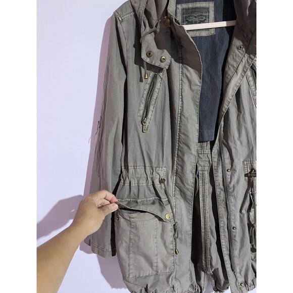 Levis Jacket Women L Gray Hooded Military Field Parachute Anorak Utility - Picture 8 of 15